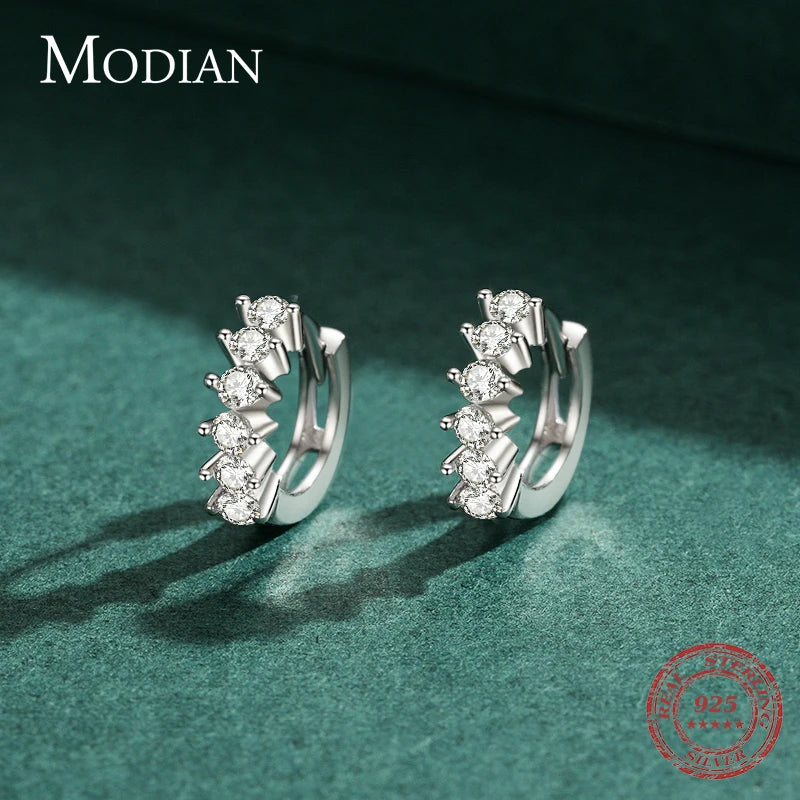 Modian Real 925 Sterling Silver Dazzling Elegant Fashion Multiple Diamonds Hoop Earrings For Women Wedding Statement Jewelry