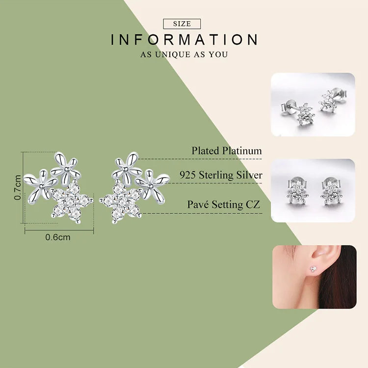 BAMOER Authentic 925 Sterling Silver Luminous Gypsophila Star Flower Stud Earrings for Women Sterling Silver Jewelry BSE030