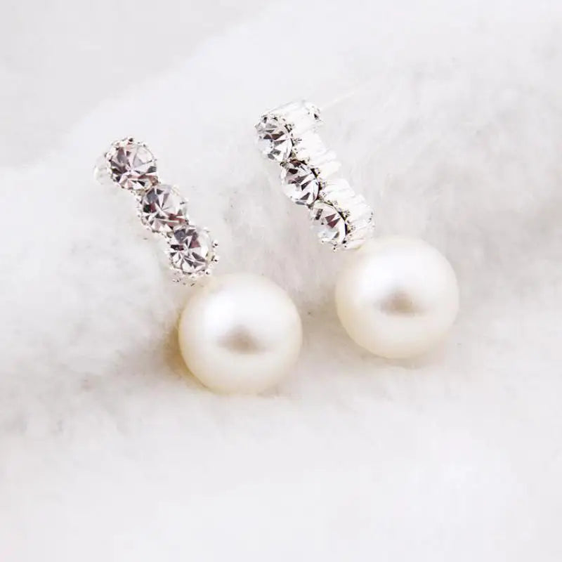 Brincos 2017 Hot Fashion Simple Personality Simple High-end Imitation Pearl Earrings Women Jewelry Wholesale Crystal Earrings