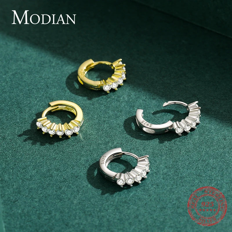 Modian Real 925 Sterling Silver Dazzling Elegant Fashion Multiple Diamonds Hoop Earrings For Women Wedding Statement Jewelry