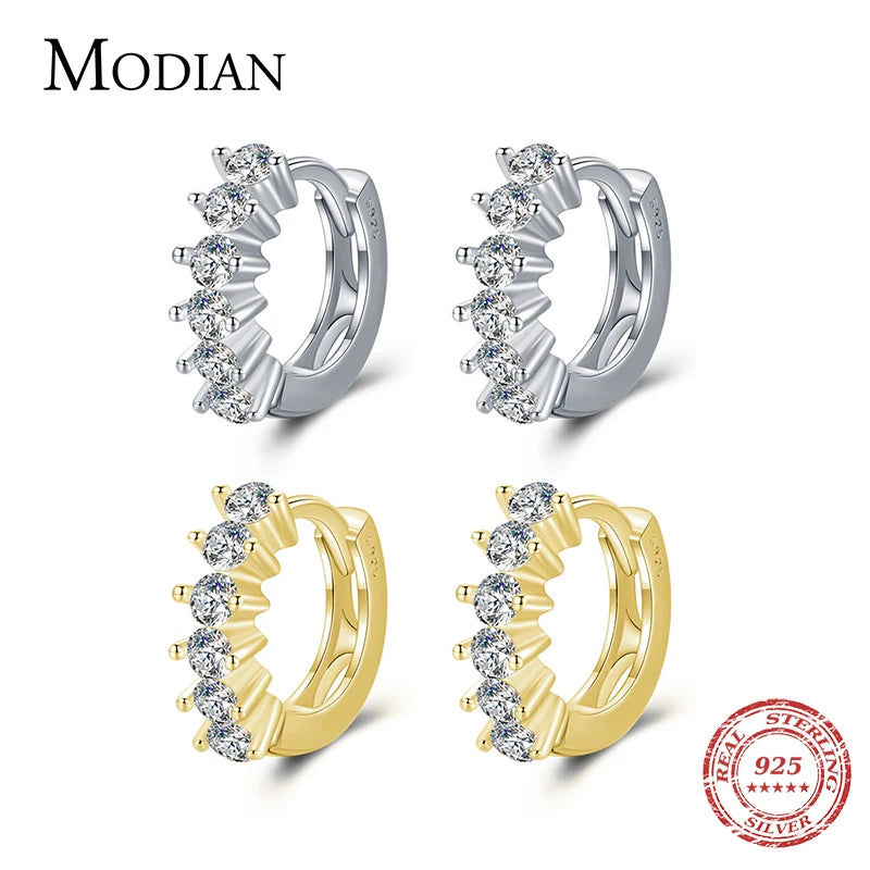 Modian Real 925 Sterling Silver Dazzling Elegant Fashion Multiple Diamonds Hoop Earrings For Women Wedding Statement Jewelry