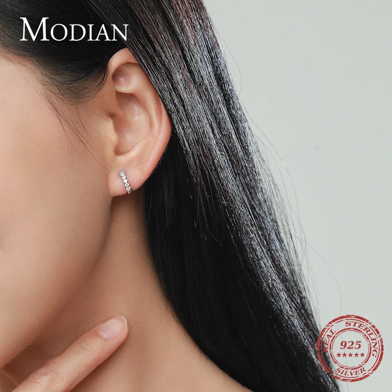 Modian Real 925 Sterling Silver Dazzling Elegant Fashion Multiple Diamonds Hoop Earrings For Women Wedding Statement Jewelry