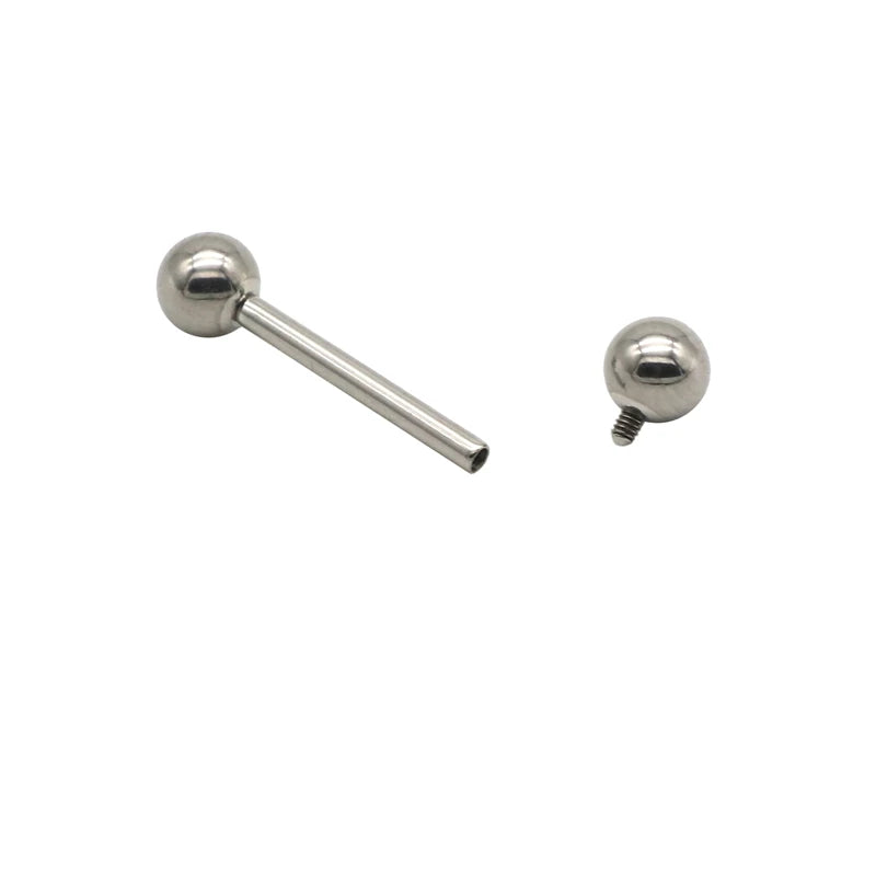 2Pcs G23 Titanium Straight Barbell Tongue Bar Ear Stud Internally Thread 14G Body Piercing Jewelry Fashion