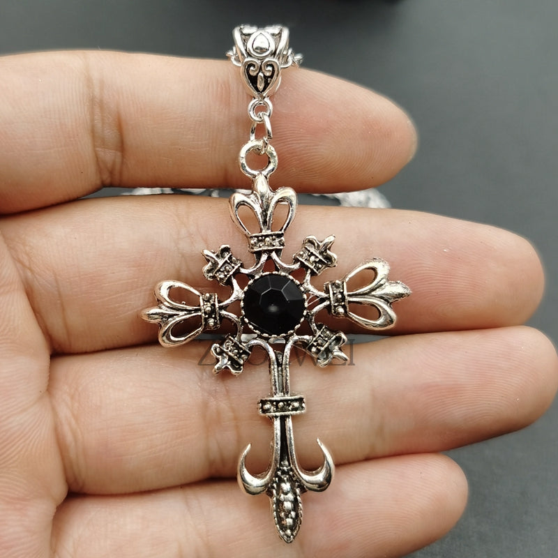 Gothic Punk Cross Necklace 2023 Hip Hop Rock Red Oil Drip Crystal Drop Necklace for Women Fashion Jewelry Nightclub Gifts New