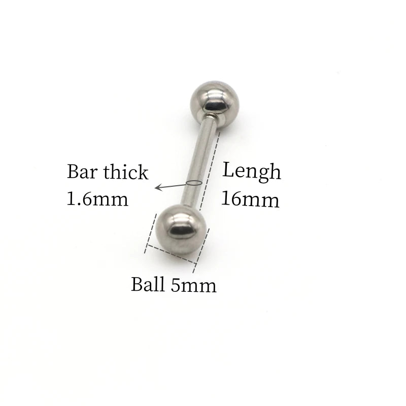 2Pcs G23 Titanium Straight Barbell Tongue Bar Ear Stud Internally Thread 14G Body Piercing Jewelry Fashion