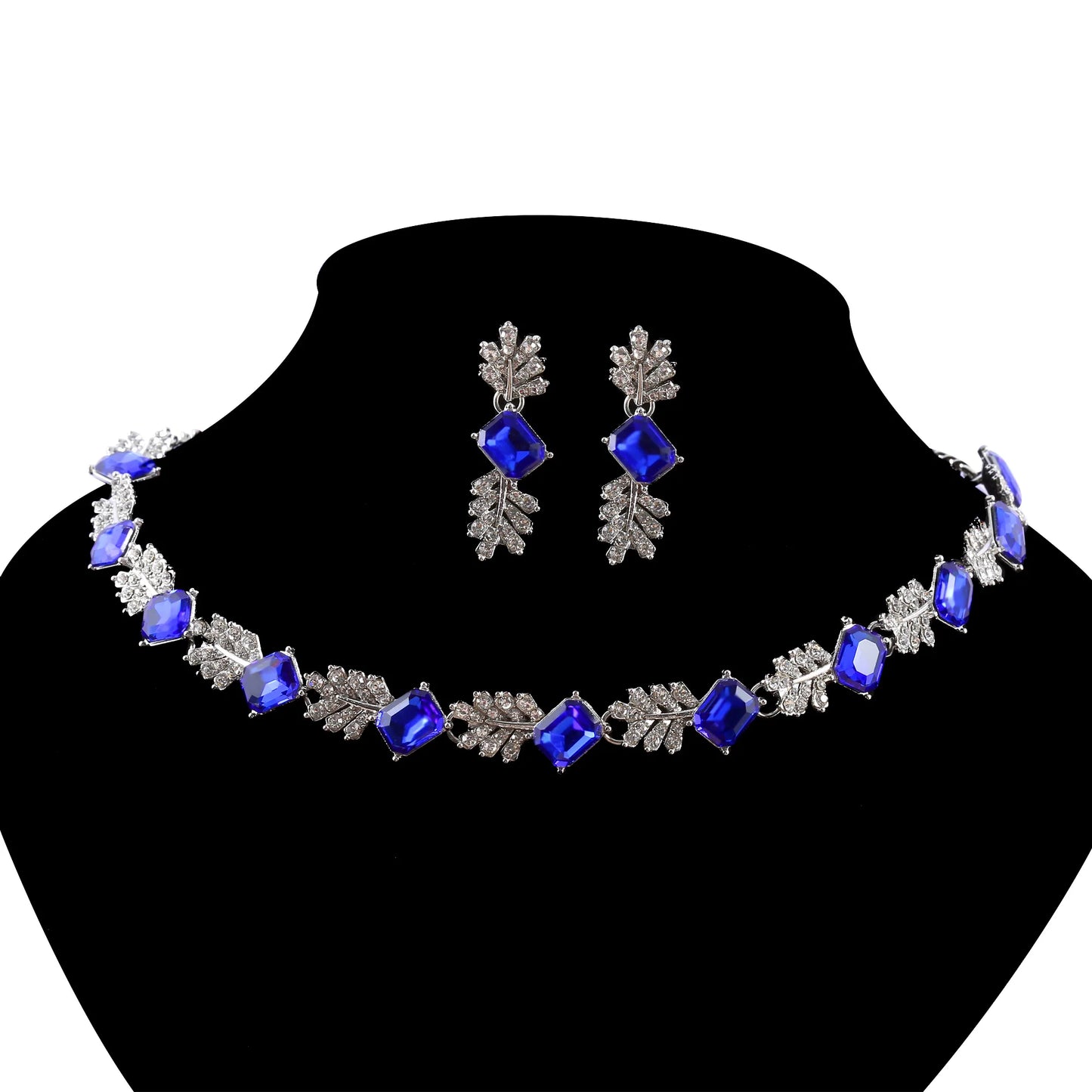 Elegant Geometric Big Crystal Bridal Jewelry Sets for Women Rhinestone Wedding Necklace Earrings Sets Luxury Quality Jewellery