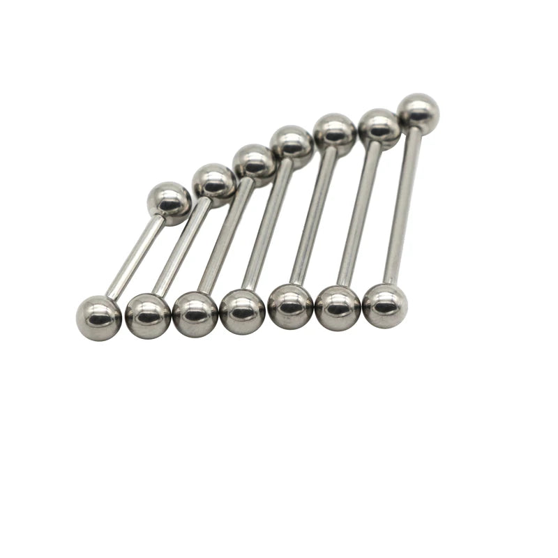 2Pcs G23 Titanium Straight Barbell Tongue Bar Ear Stud Internally Thread 14G Body Piercing Jewelry Fashion