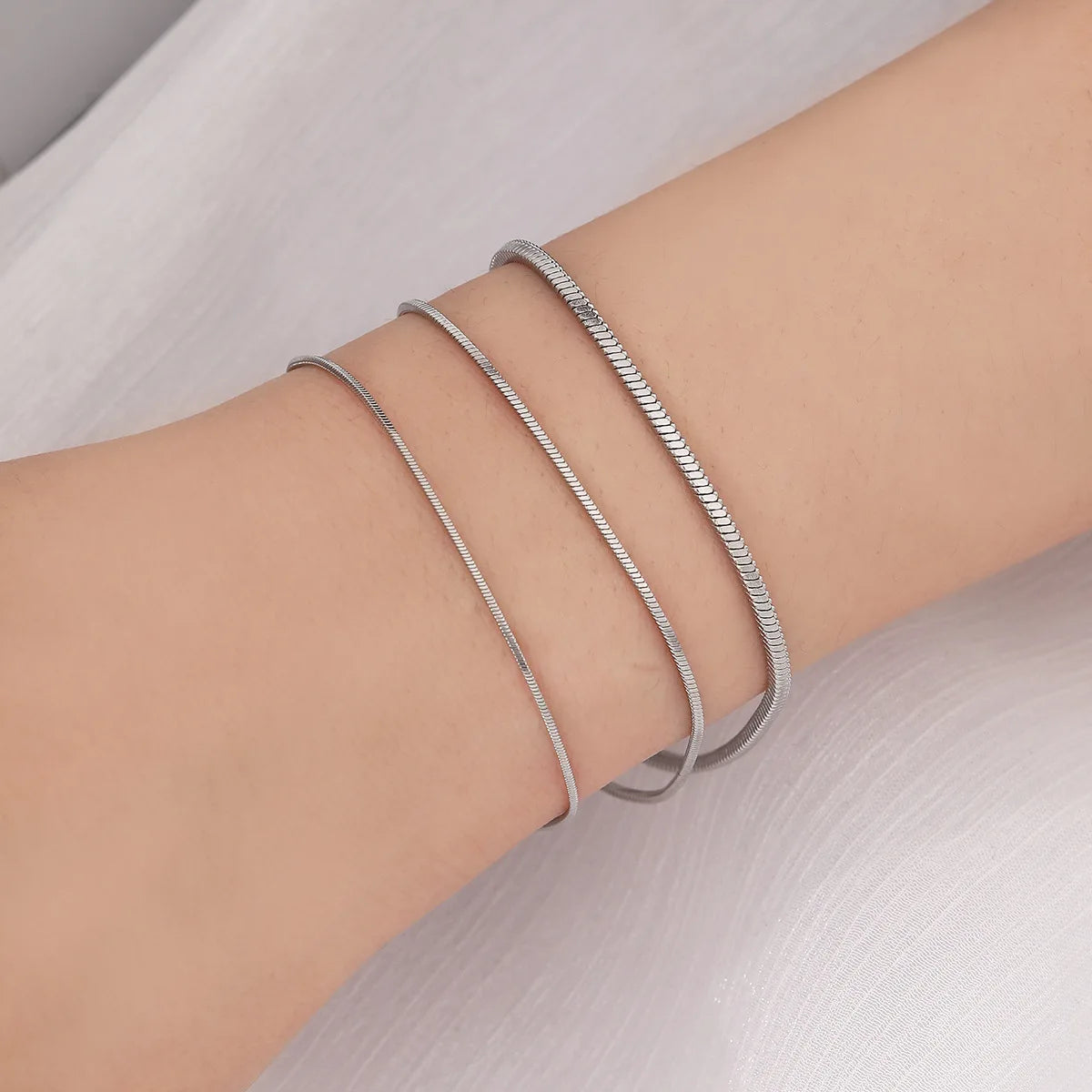 Simple MEN Stainless Steel Square Snake Bone Chain Bracelet Hip-Hop Jewelry Trendy Party Accessories Bracelet For Women