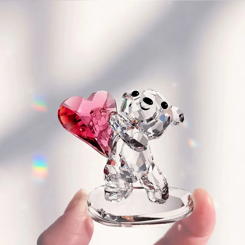 2024 new Austrian crystal bear kris home garden Decoration Ornaments lovely Teddy bear Christmas Gifts cat KT craft cartoon