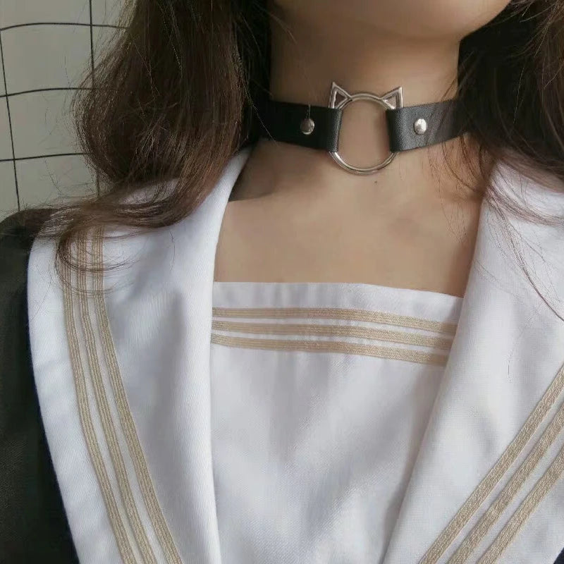 Gothic Choker Women Girls Black Punk Collar Pu Leather Goth Rivets Necklace Unisex Party Club Rock Cool Sexy Femme Jewelry