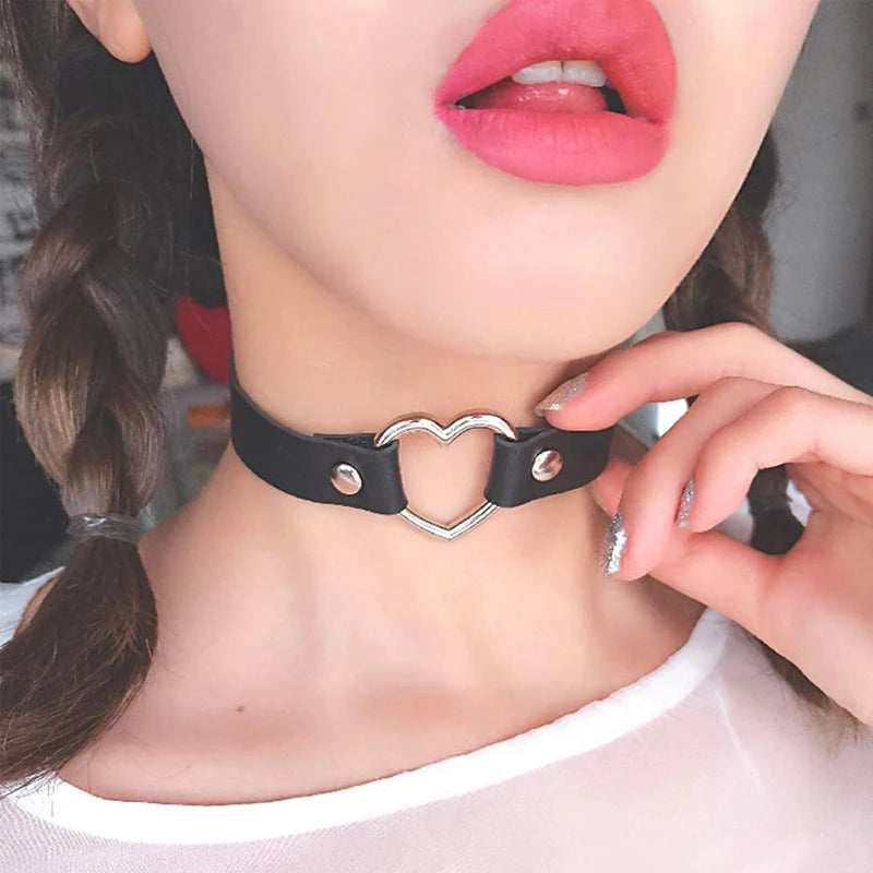 Gothic Choker Women Girls Black Punk Collar Pu Leather Goth Rivets Necklace Unisex Party Club Rock Cool Sexy Femme Jewelry