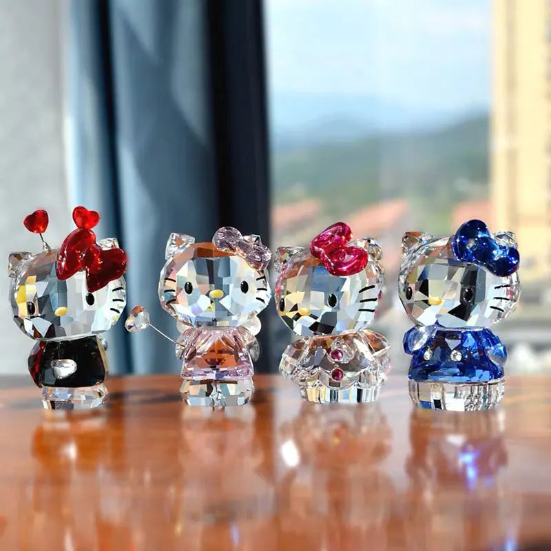 2024 new Austrian crystal bear kris home garden Decoration Ornaments lovely Teddy bear Christmas Gifts cat KT craft cartoon