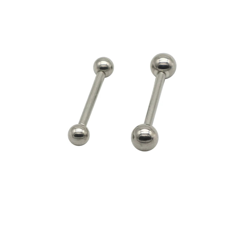 2Pcs G23 Titanium Straight Barbell Tongue Bar Ear Stud Internally Thread 14G Body Piercing Jewelry Fashion