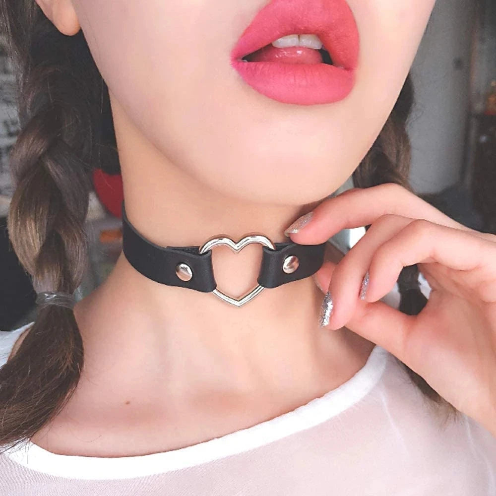 Gothic Choker Women Girls Black Punk Collar Pu Leather Goth Rivets Necklace Unisex Party Club Rock Cool Sexy Femme Jewelry